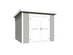 8711615182815-1060184--Tuinhuis-Blokhut-Mila 250x250 Platinum Grey-Wit