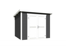 8711615182839-1060186-Tuinhuis-Blokhut-Mila 250x250 Carbon Grey-Wit